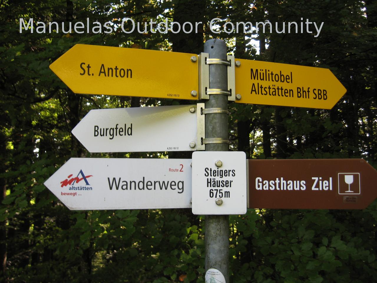 Rundwanderung von Altstätten nach St.Anton (Schweiz, SG) Wanderschilder.JPG